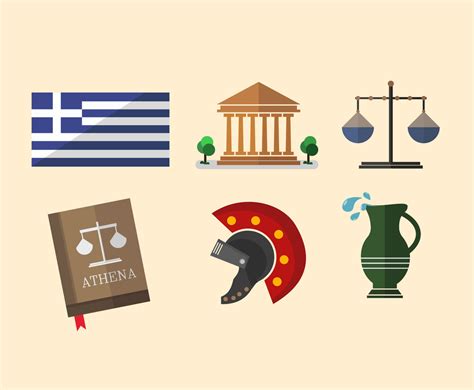 Greece Flat Symbols Vector Vector Art Graphics Freevector