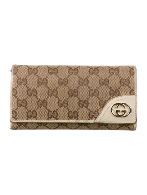 Gucci Canvas Printed Bifold Wallet Brown Wallets Accessories