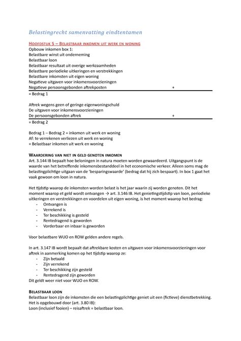 Belastingrecht 2 Samenvatting Eindtentamen 3 IB Bepaalt Hoe