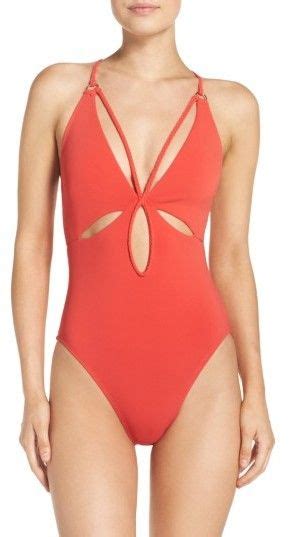 Robin Piccone Womens Ava One Piece Swimsuit Cut Out Swimsuits