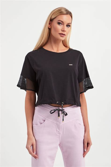 T Shirt Liu Jo Sport Czarny Cropped Ta J Sklep Velpa Pl