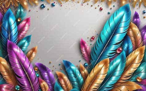 Premium Ai Image Glitter Feathers With Gems And Shimmer Carnaval