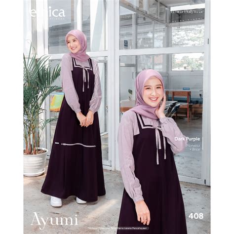 Jual Tampil Kekinian Dengan Gamis Terbaru Etica Ayumi Dark Purple