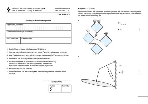 Madyn pruef p1 1415 Institut für Technische und Num Mechanik