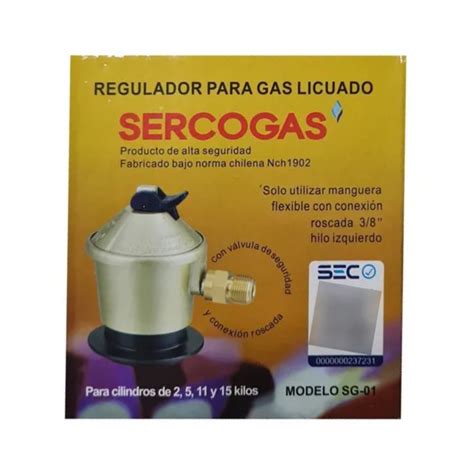 Regulador Gas Sercogas Gas Licuado De Kg Certificado Ferreteria Gema