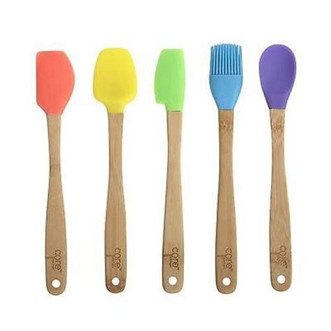 Core Kitchen Pc Silicone Mini Utensil Set With Bamboo Handles