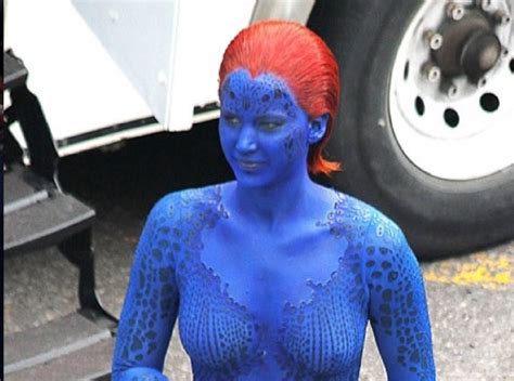 Jennifer Lawrence in her Blue Makeup for X-men Series | JLaw/Jen