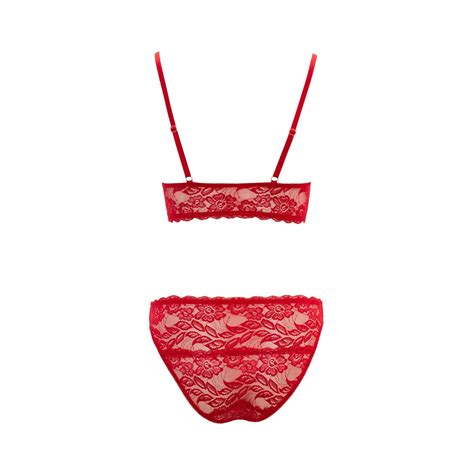 Cottelli Lingerie Bra Set Red Completino Intimo Pizzo Floreale