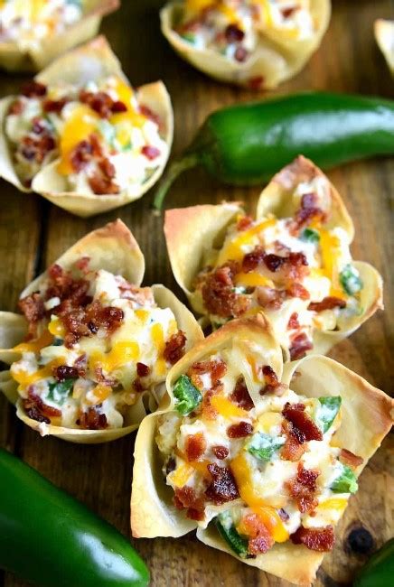 JalapeÑo Popper Wonton Cups Recipe Recipes Food