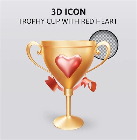 Copa De Trofeo Con Ilustraci N De Renderizado D De Coraz N Rojo