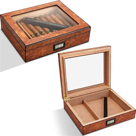 Cigarloong Ciagr Humidor Glass Top Handcraft Cedar Cigar Box With