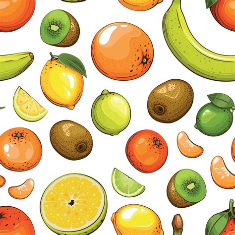 Colorful Seamless Pattern With Fresh Fruits Seamless Pattern With