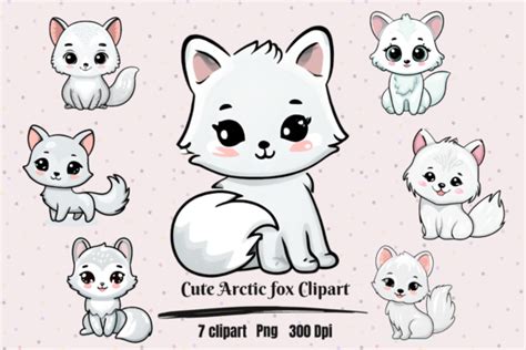 Cute Kawaii Arctic Fox Clipart Graphic By Hamees Store · Creative Fabrica