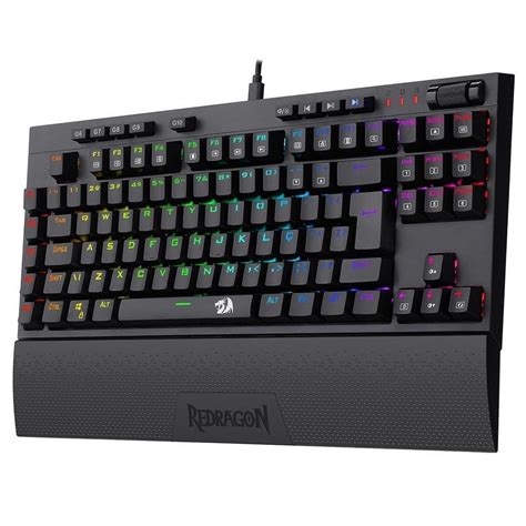 Teclado Mecânico Gamer Redragon Vishnu K596 Rgb Chroma Mkii Switch Red Abnt2 Usb C Preto