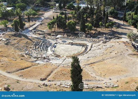 Ancient Greek Theater Of Dionysus In Athens Editorial Photography