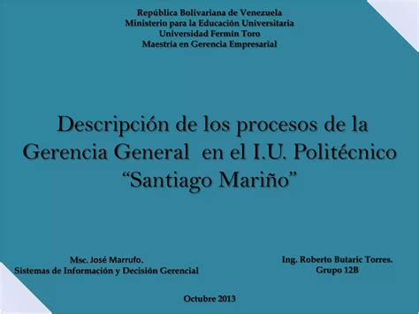 Descripcion De Procesos Gerenciales Sig Ppt Descarga Gratuita