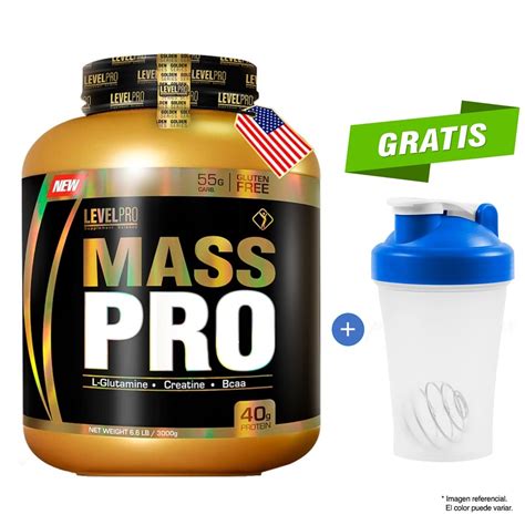 Ripley PROTEÍNA LEVEL PRO MASS PRO 6 6 LIBRAS VAINILLA SHAKER