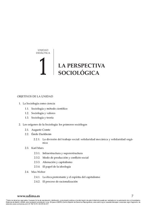 Unidad Sociolog A General Udima Objetivos De La Unidad La