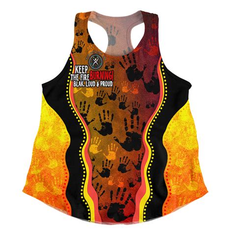 Australia Women Racerback Singlet Naidoc Hand Rock Art Indigenous Golden Style