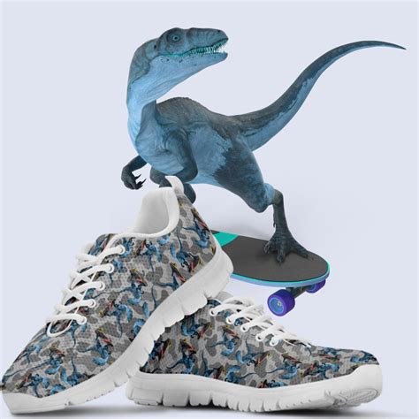 Kids Dinosaur Shoes T Rex On Skateboard Girls Dinosaur Print Shoes