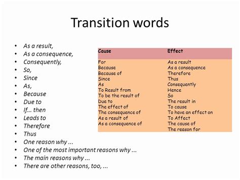 Cause And Effect Transitions