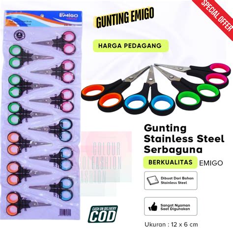 Gunting Renteng Warna Isi 12 Pcssatu Lusin Gunting Gunting Emigo