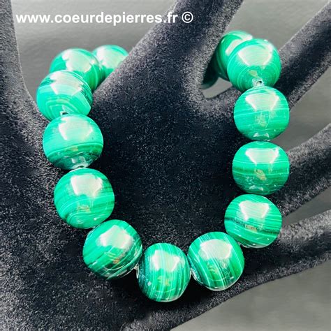 Bracelet en Malachite du Congo perles 14mm Cœur de Pierres