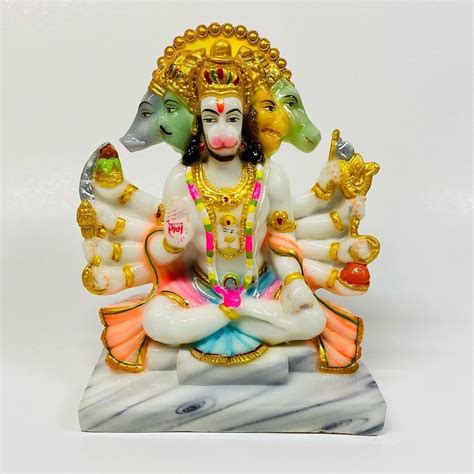 Polyresin Panchmukhi Hanuman Statue For Worship Size 8 Inches At Rs