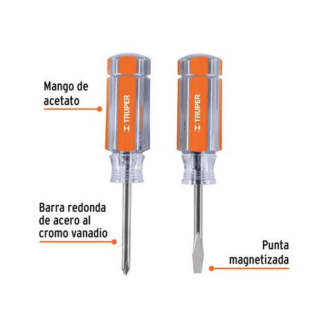 DESTORNILLADORES DUO DE MINI DESARMADORES MANGO DE ACETATO PUNTA