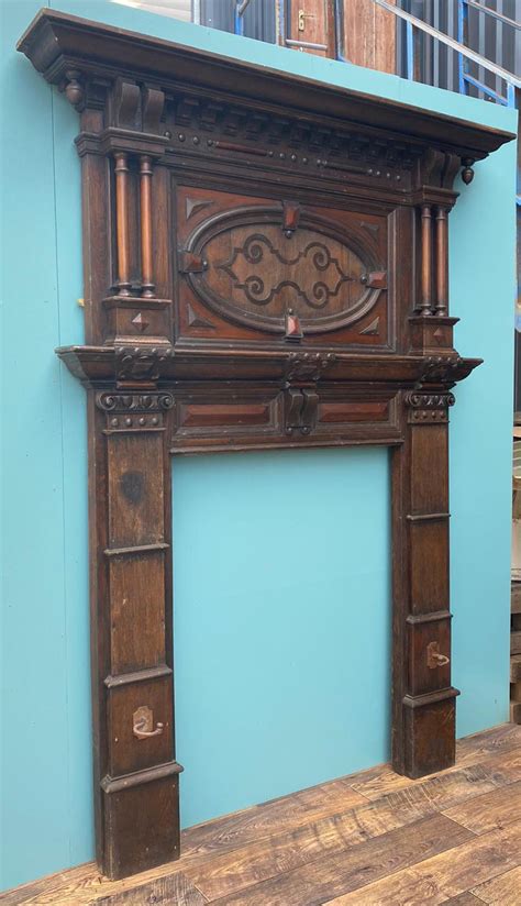 A Tall Jacobean Period Carved Oak Fireplace Surround Uk Heritage