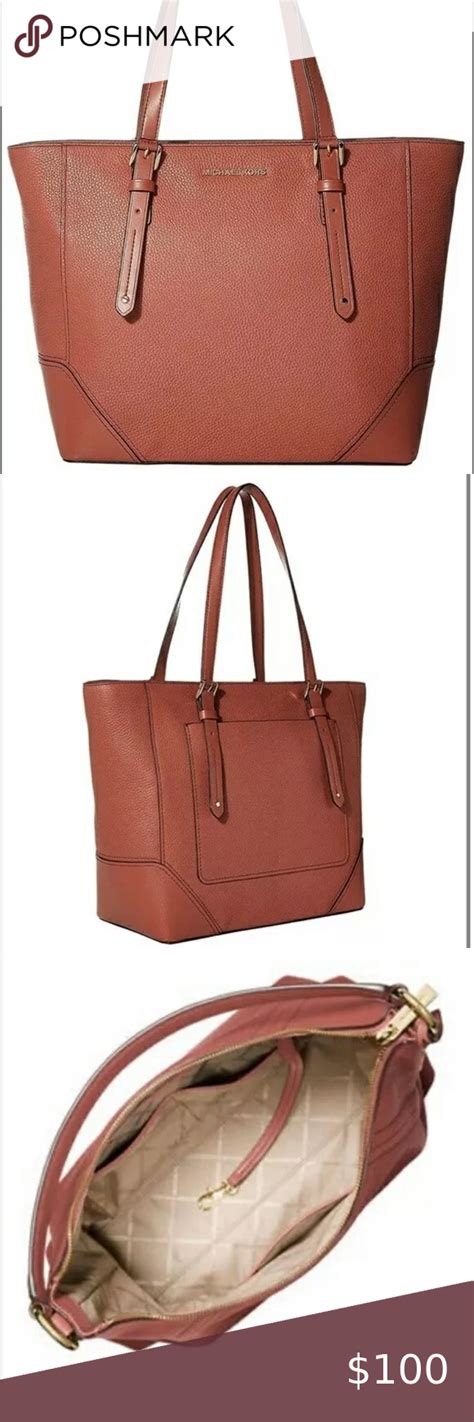 Michael Kors Aria Leather Large Tote Terracotta Large Tote Leather Leather Tote Bag