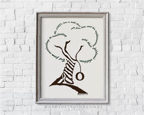 Family Tree Scripture Bible Verse Wall Art Print With Psalm | Etsy