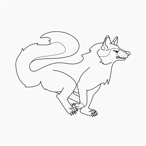 Anime Wolf Outline