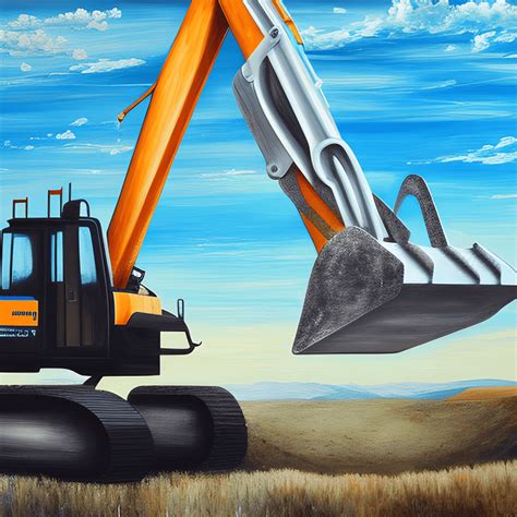 Excavator Blue Sky Hyper Realistic Painting · Creative Fabrica