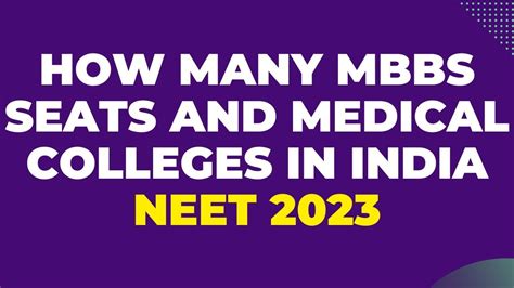 How Many Mbbs Seats And Medical Colleges In India Neet 2023 Youtube