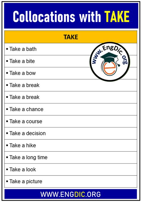 100 Collocations With Take In English With PDF EngDic