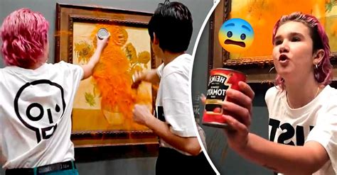 Environmental Activists Throw A Pot Of Soup On A Painting By Vincent