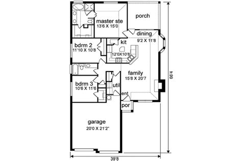 Traditional Style House Plan 3 Beds 2 Baths 1500 Sqft Plan 84 162