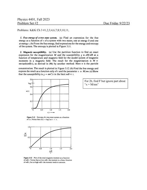 Homework 2 Problem Set Physics 4401 Fall 2023 Problem Set 2 Due Friday 922 Problems Kandk