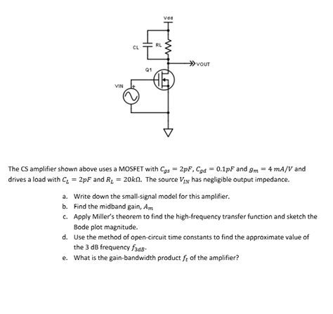 Solved The Cs Amplifier Shown Above Uses A Mosfet With