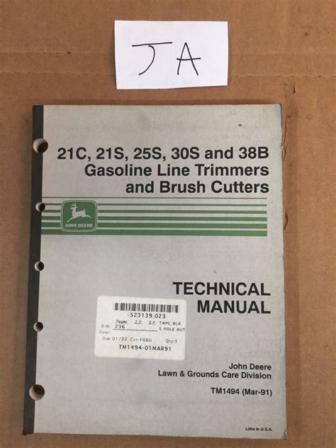 Tm1494 John Deere 21c 21s 25s 30s 38b Trimmers And Cutters Technical Manual Ebay