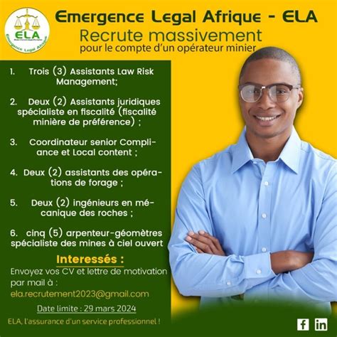 Ela Recrute Plusieurs Postes H F Y A Bara Offres D Emplois Et Stages