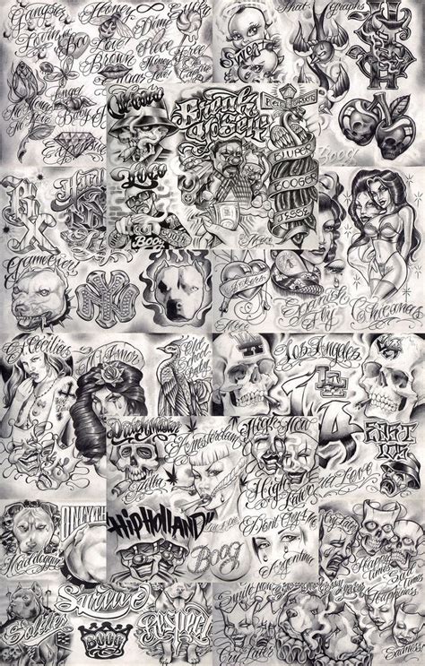 Boog From The Streets With Love Gangsta Style Tattoo Flash Sheet Set