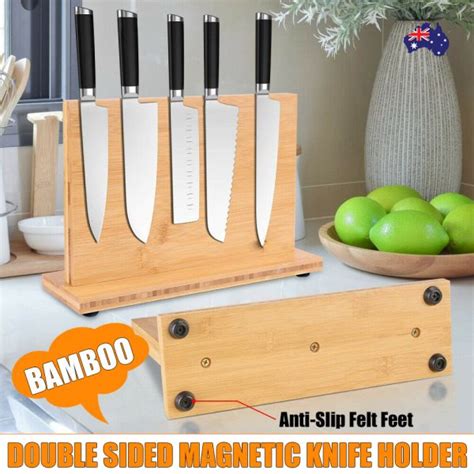 Double Sided Magnetic Knife Block Bamboo - Kitchenware Crew