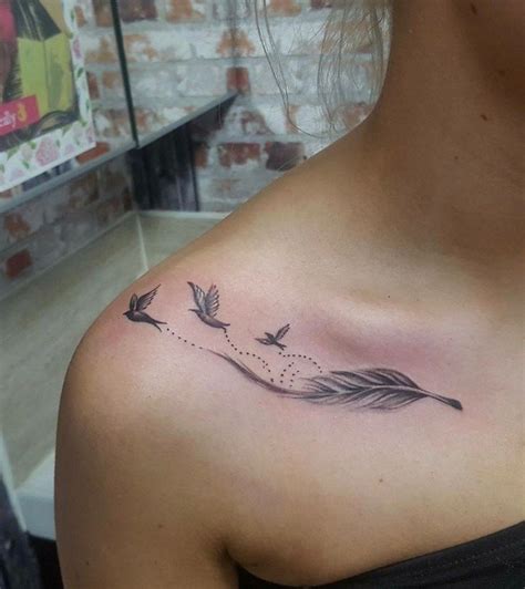 Feather Collarbone Tattoo