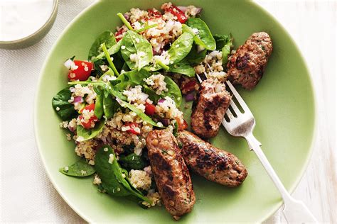 Beef Kofta With Tomato Mint And Quinoa Salad