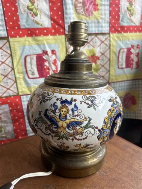 ANCIENNE LAMPE EN faïence de Gien décor Renaissance EUR 37 00 PicClick FR