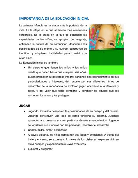 Importancia De La Educación Inicial Pdf Descarga Gratuita