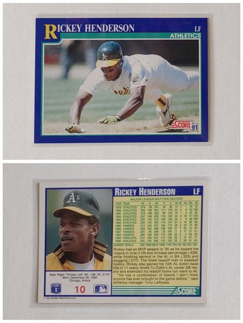 Rickey Henderson Baseball Cards 1991 1993 9 To Choose From Etsy