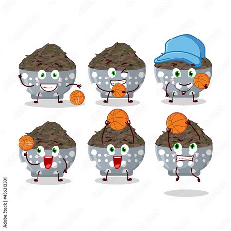 Talented Dark Wild Rice Cartoon Character As A Basketball Athlete Stock